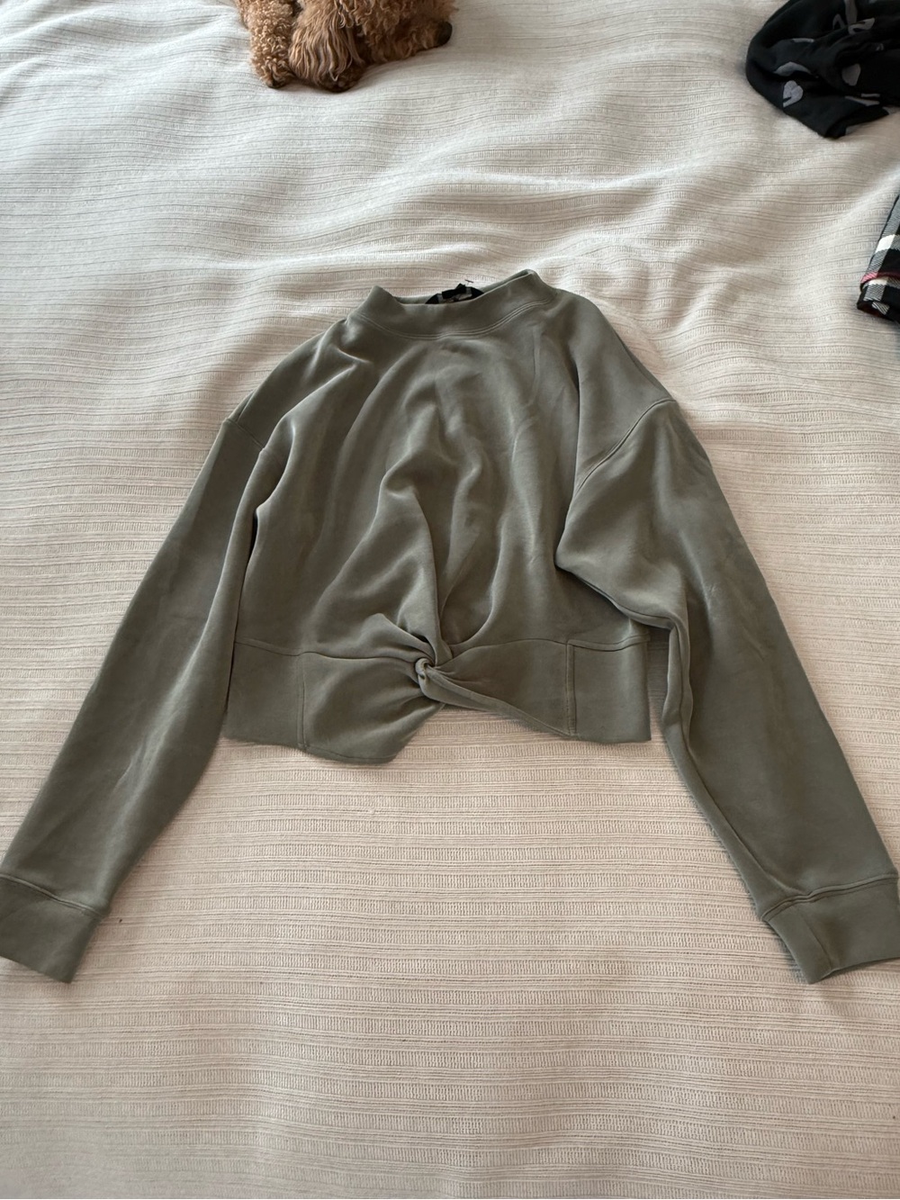 Club Monaco Olive Twist-Front Pullover Sweatshirt